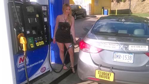 Mercedes pumping gas!