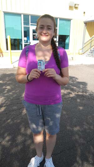 Sarrah gets her license with a perfect score!